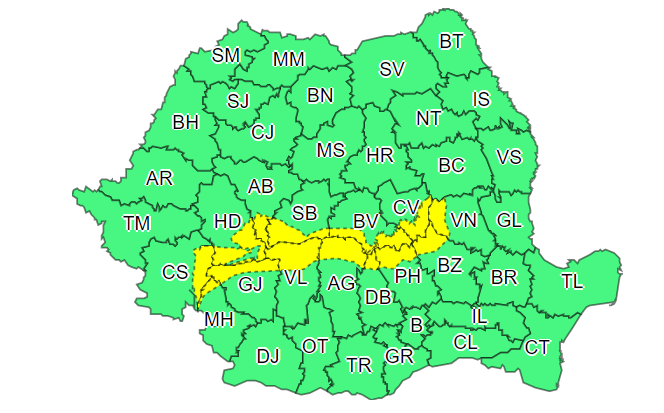 Cod galben de ninsori și viscol