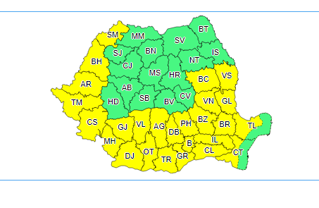 Cod galben de caniculă în România
