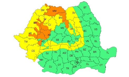 Alertă meteo ANM de ploi