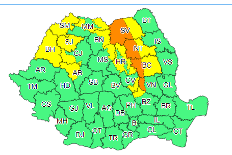 Cod galben și portocaliu în România