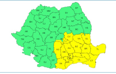 Avertizare meteo ANM cod galben în România. Frig, ploi torențiale, descărcări electrice și vijelii inclusiv în București HARTĂ