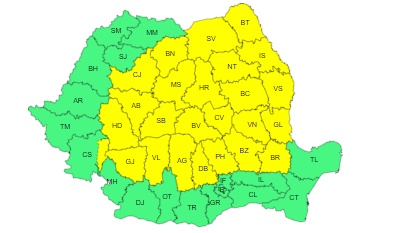 Cod galben vreme rea în Români