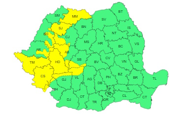 Alertă meteo ANM cod galben de furtuni în 13 județe până vineri. Pericol uriaș de inundații pe mai multe râuri | HARTĂ
