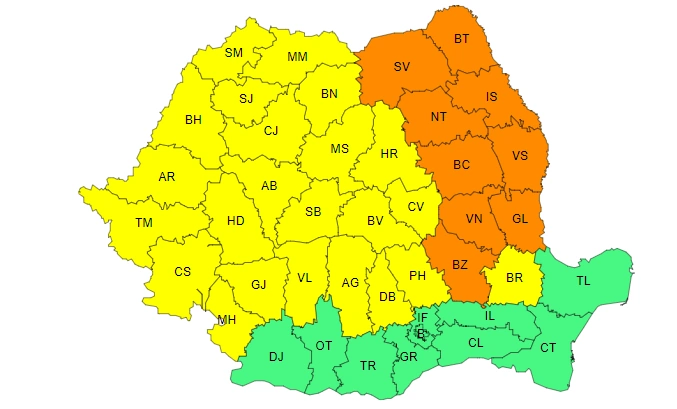Alertă meteo ANM Cod Galben și Portocaliu de ploi torențiale în zeci de județe! Prăpăd în România până sâmbătă HARTĂ