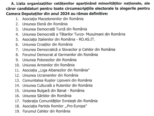Minoritățile naționale la alegerile parlamentare