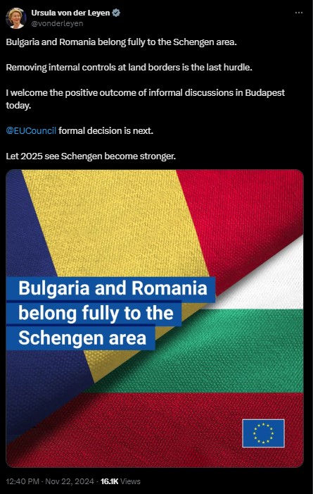 Von der Leyen salută decizia.