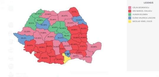 Harta alegerilor prezidențiale din România