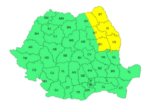 Cod galben ANM de vânt puternic