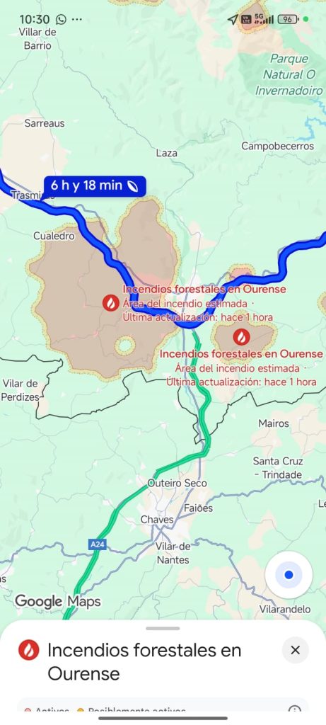 Incendiu extins în Spania, Galicia