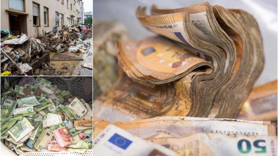 Bancnote deteriorate de apă și noroi în valoare de peste 50.000.000 de euro predate de oamenii băncii centrale din Germania