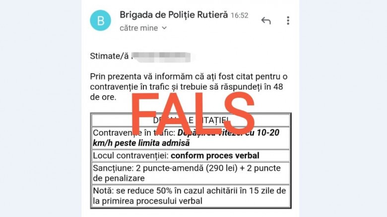 Amenzi false trimise șoferilor pentru depășirea vitezei. Poliția Română avertizează asupra unei noi înșelăciuni