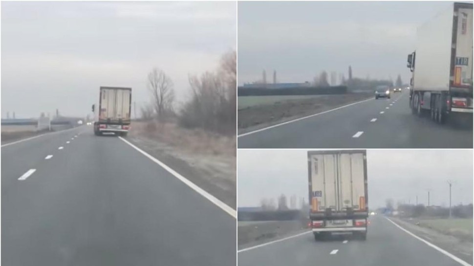 Șofer de TIR din Belarus beat pe șoselele din România | VIDEO