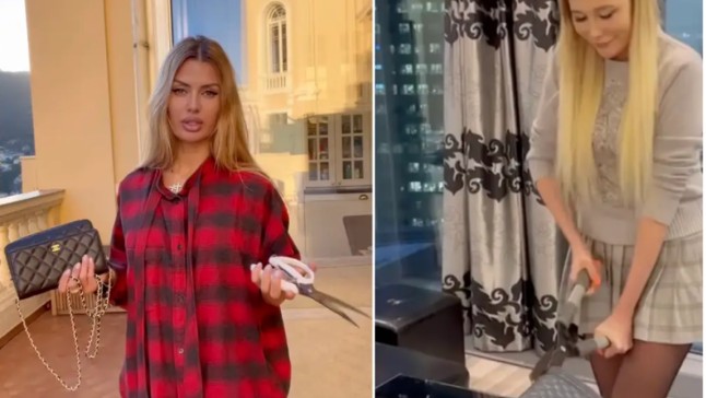 Divele din Rusia fac spectacol pe Instagram. Își taie gențile Chanel cu foarfeca