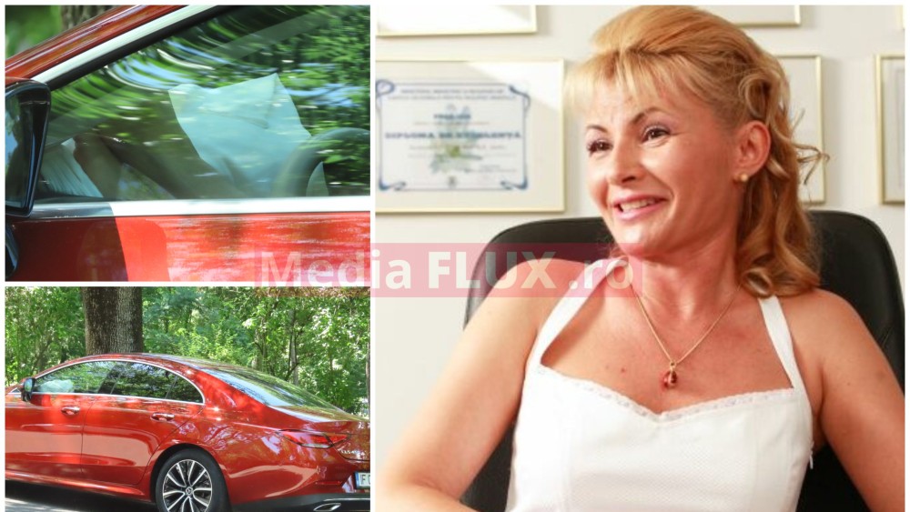 Miorița Videanu face ce vrea cu Merțanu. Soția fostului primar general al Capitalei s-a dus cu mașina în parc și s-a relaxat cu picioarele pe bord. FOTO PAPARAZZI