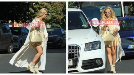 Actrița Crina Matei în mijlocul unui joc de rol cu vântul care i-a lăsat la vedere dedesubtul | IMAGINI PAPARAZZI