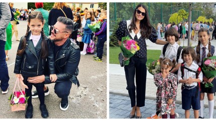 Copii de vedete în prima zi de școală. Victor Slav Anca Serea și Andra și-a petrecut copiii spre o nouă provocare