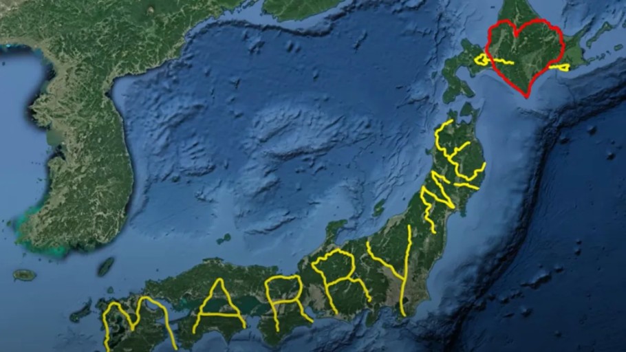 Un japonez a parcurs peste 7.000 de kilometri ca să-și ceară iubita de soție 8230pe Google Earth Marry me