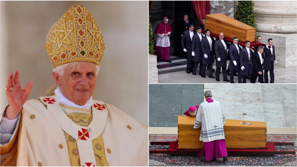 Detalii mai puțin știute de la înmormântarea papală. De ce Papa Benedict a fost așezat în trei sicrie