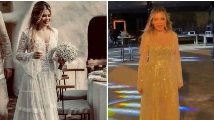 EXCLUSIV Gina Pistol a avut două rochii pentru nuntă ambele în stil boho. A purtat cercei cu diamante și sandale Jimmy Choo