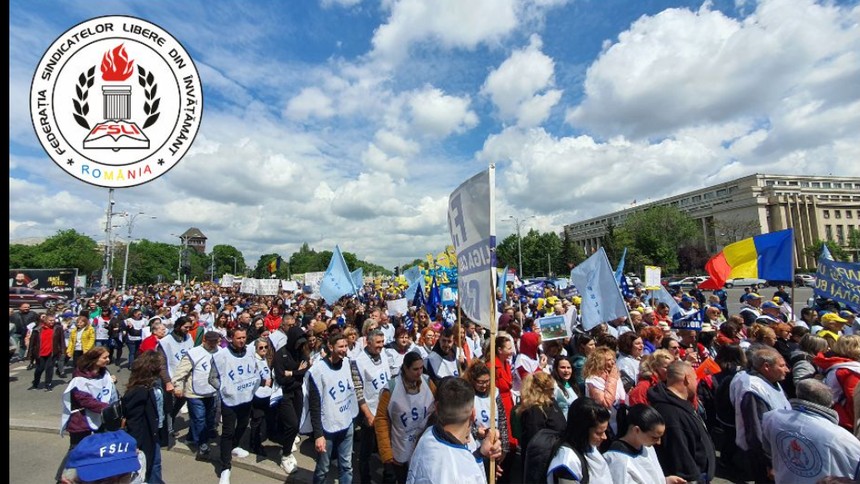 Un nou protest major al sindicaliștilor din Educație la București. Se anunță un miting în Piața Victoriei cu 20.000 de persoane