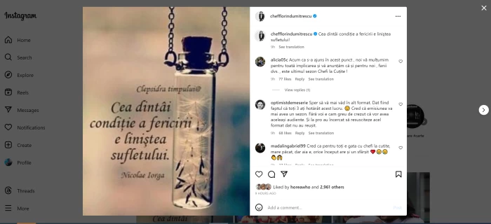 Chef Florin Dumitrescu, prima reacție după anunțul concedierii de la Chefi la Cuțite