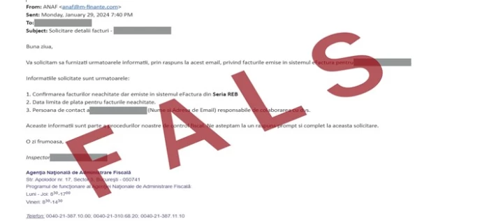 Mesaje false în numele ANAF