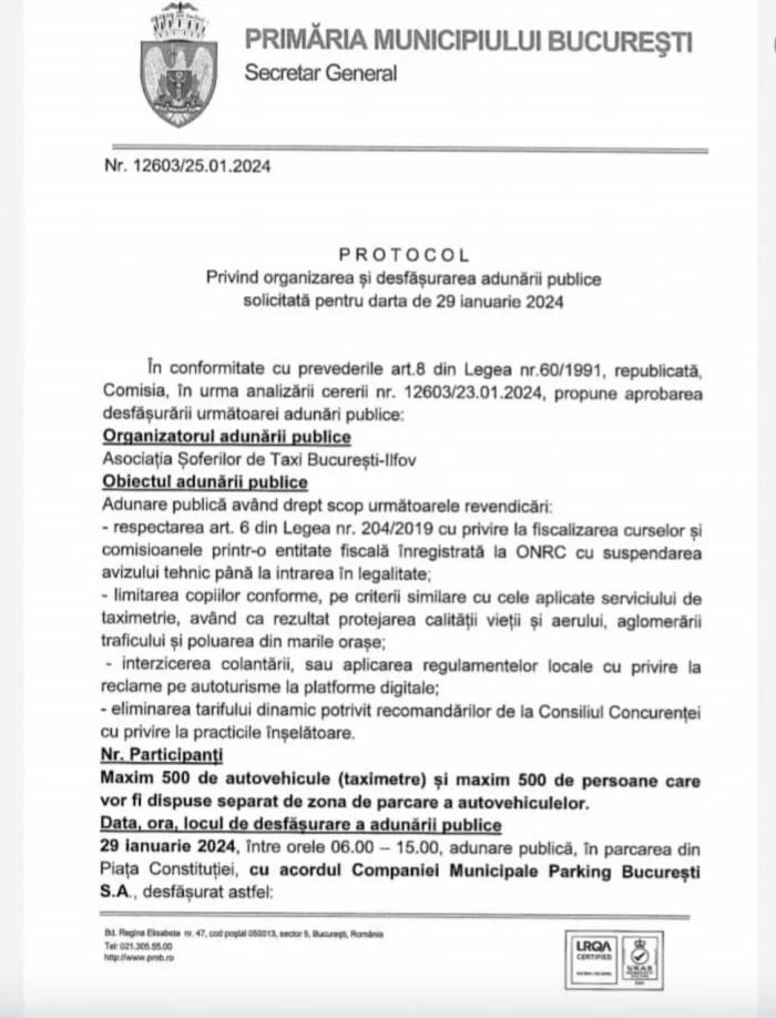 Revendicările taximetriștilor