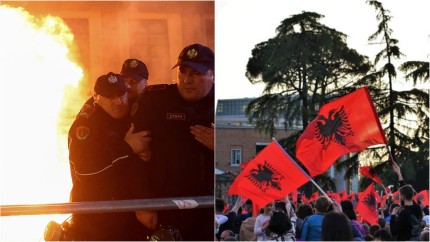 Alertă la Tirana. Protestatarii opoziției aruncă cu cocktailuri Molotov în clădirea guvernului albanez după ce liderul opoziției a fost arestat VIDEO