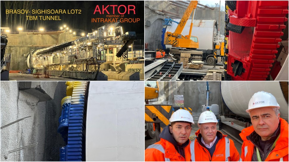 Prima cârtiță de pe noua cale ferată Brașov - Sighișoara a intrat în pământ Grecii de la Aktor au început în forță cel mai mare și dificil proiect feroviar din România FOTO și VIDEO