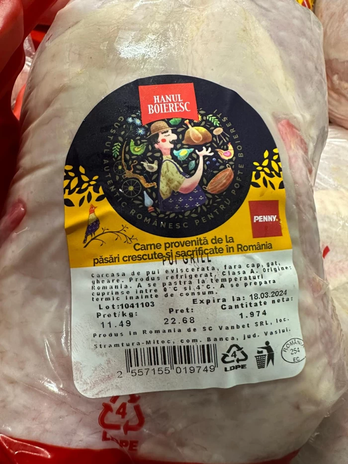 Carne de pui infectată cu salmonela