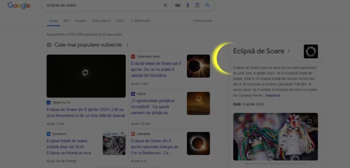 Eclipsă de soare în căutările Google
