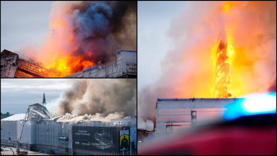 Un incendiu a izbucnit la vechiul sediu al Bursei de Valori din Copenhaga. Turla clădirii din 1625 s-a prăbușit | FOTO și VIDEO