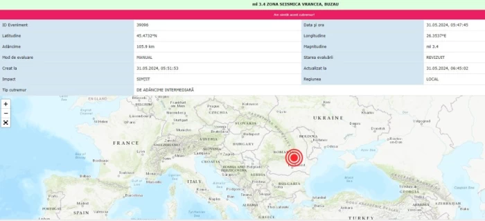 Cutremur în zona Vrancea