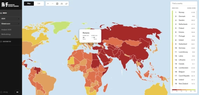 Indexul Libertății Presei în  Lume pe 2024