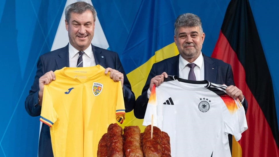 Marcel Ciolacu i-a dus premierului Bavariei o ladă cu mici Vă invit la castelul lui Dracula. Indiferent de cât de mult usturoi vom mânca să nu mergem într-o noapte cu lună plină | VIDEO