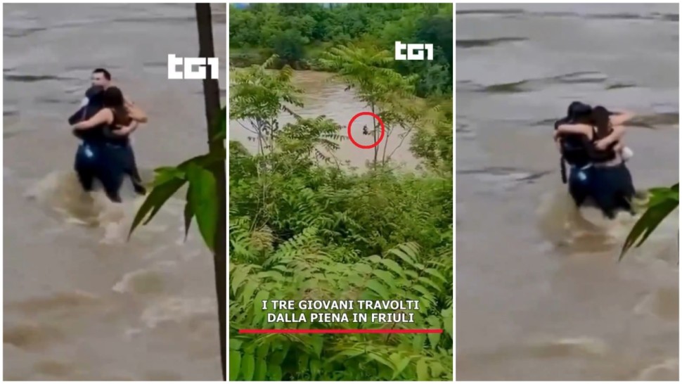 Scenă dramatică în Italia Trei tineri se țin în brațe înainte de a fi luați de viitură în mașina lor cu numere românești. Precizările MAE | VIDEO UPDATE