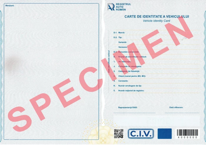 Cartea de Identitate a Vehiculului (CIV).