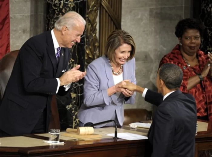 Nancy Pelosi, barack Obama și Joe Biden