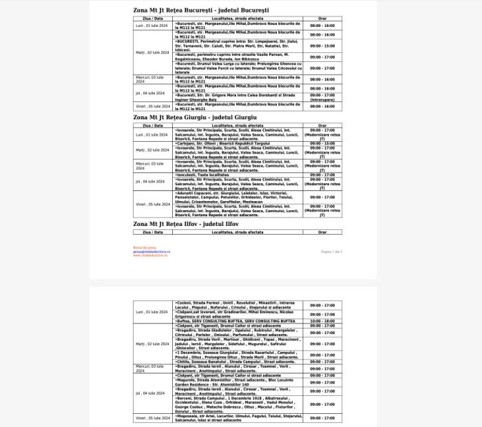 se ia curentul în România