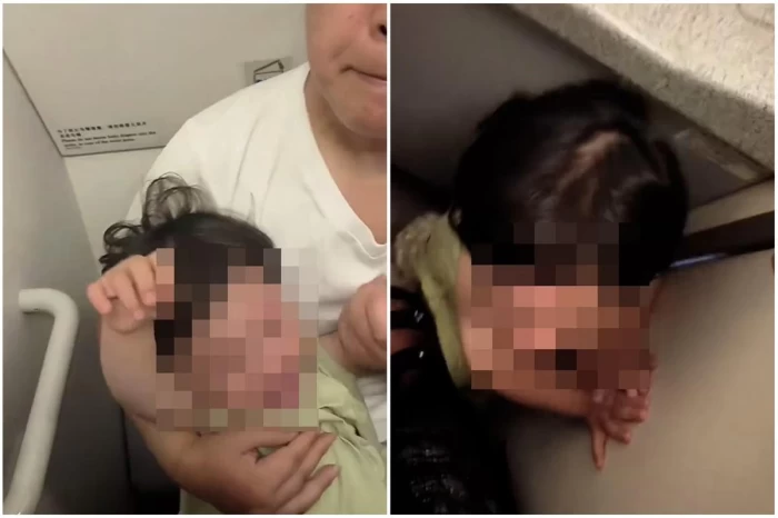 Bebeluș încuiat în toaletă