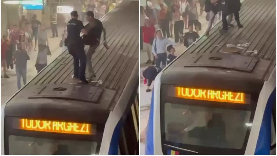 Incident scandalos la metrou Bărbat urcat pe tren cu un extinctor voia să pulverizeze substanțe în interior. El a fost prins dar un altul a reușit VIDEO