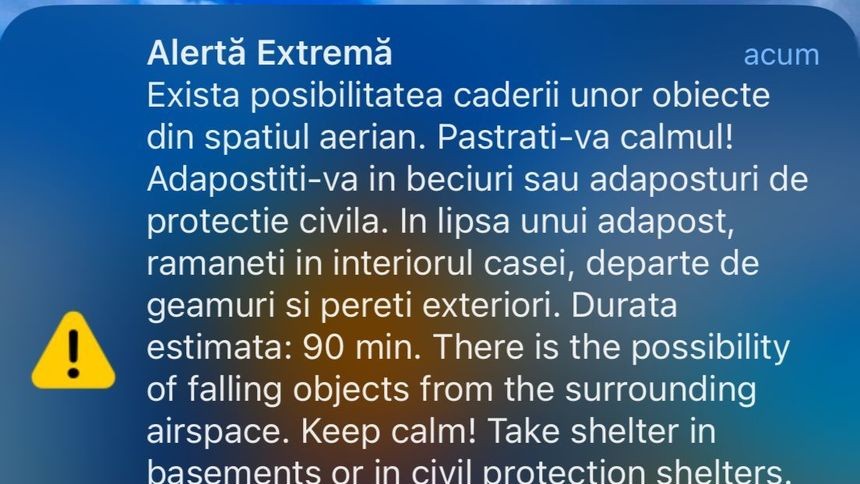 Mesaj RO-Alert în nordul județului Tulcea din cauza dronelor MApN a ridicat mai multe avioane F-16 după incidentul de la granița cu România UPDATE