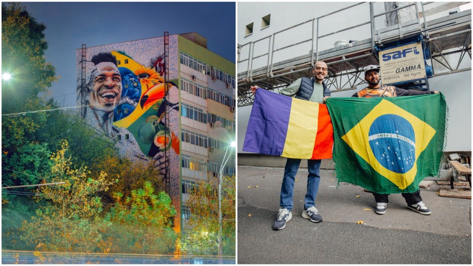 Fábio Gomes Trindade cunoscutul artist brazilian a realizat cea mai mare pictură murală din București E pentru prima oară când pictez în Europa și în România