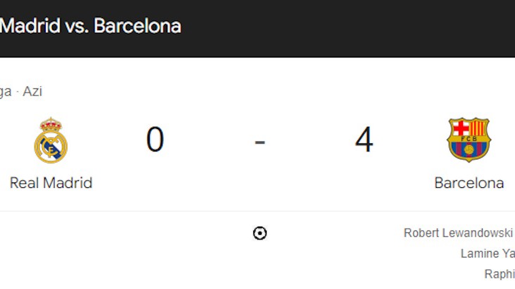 Real Madrid - Barcelona 0 - 4. Catalanii înving chiar pe Bernabeu