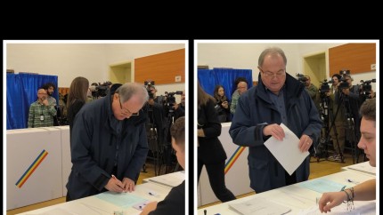 Vasile Blaga a venit la vot la colegiul I.L. Caragiale din Capitală FOTO ȘI VIDEO EXCLUSIV