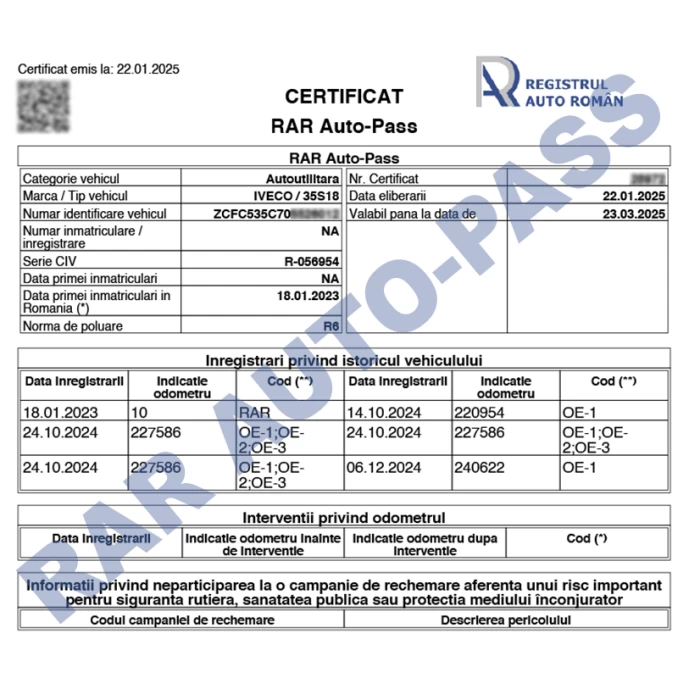 Certificate RAR-AutoPass