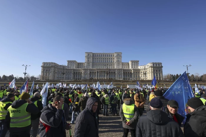 Protest organizat de Sindicatul Naţional al Poliţiştilor şi al Personalului Contractual în Bucuresti, 17 ianuarie 2025.