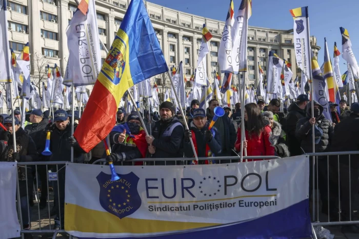 Protest organizat de Sindicatul Naţional al Poliţiştilor şi al Personalului Contractual în Bucuresti, 17 ianuarie 2025.