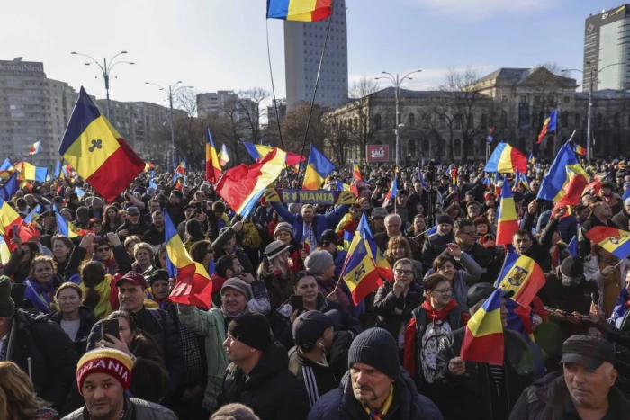 Protest in Piata Victoriei din Bucuresti, 24 ianuarie 2025.