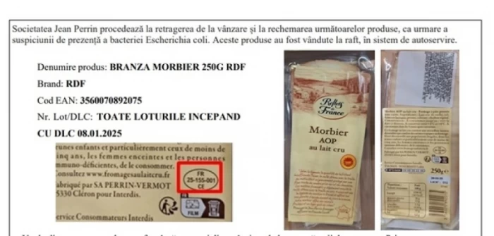 Brânza contaminată cu E-coliFoto: ANPC